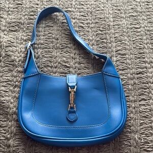 Blue Leather Shoulder Bag